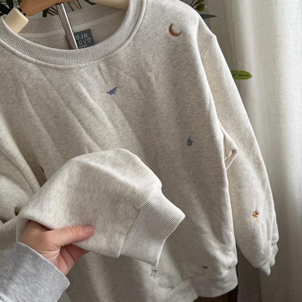 Mojo Provo Plush Embroidered Crewneck Sweatshirt Heather Gray Size M - Picture 4 of 10